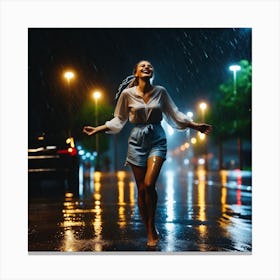 Young Woman In The Rain Canvas Print