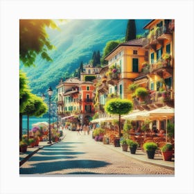 An Image Of Streets By Mediterranean Sea In Italy During Summer, Bright, Colorful And Beautiful (2) Canvas Print
