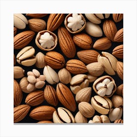 Almonds On A Black Background 7 Canvas Print