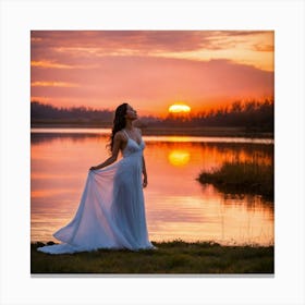 Sunset Bride Canvas Print