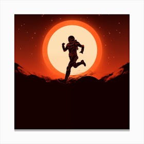 Silhouette Of A Man Running Canvas Print