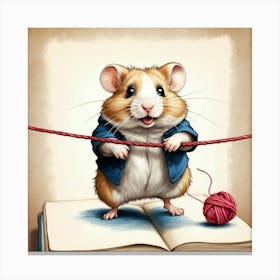 Hamster On A Book Canvas Print