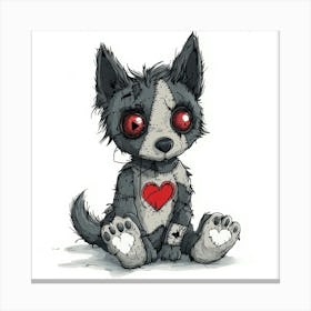 Patchwork Cartoon Baby Wolf Leinwandbild