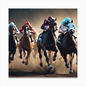 Horses Racing At The Racetrack Canvas Print