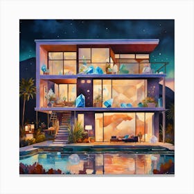 House At Night 4 Canvas Print