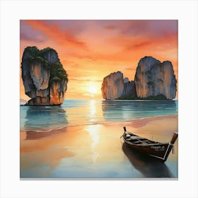 Sunset In Krabi Thailand Art Print 1 Canvas Print