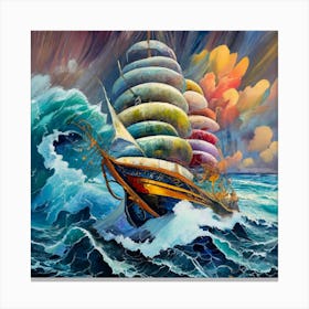Seascape Ship On The High Seas Storm High Wav (2) Canvas Print