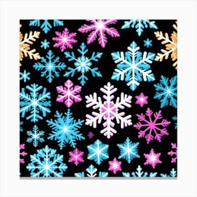 Snowflakes On Black Background 1 Canvas Print