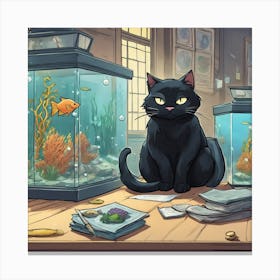 Cat In Aquarium 1 Canvas Print