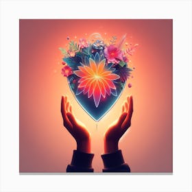 Heart With Flowers Canvas Print