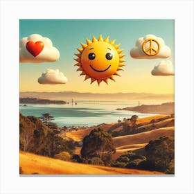 Happy Sun With Clouds Bay area Canvas Print