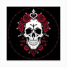 Skull With Roses 2 Canvas Print