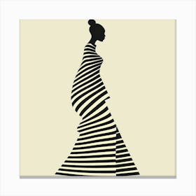 Woman In A Striped Dress Canvas Print