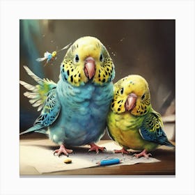 Two Parakeets Canvas Print