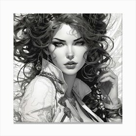 Pencil Art Girl Canvas Print