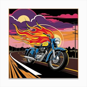 Flames On A Motorcycle Canvas Print