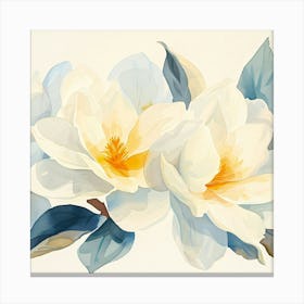 Watercolor Magnolia Flowers Canvas Print