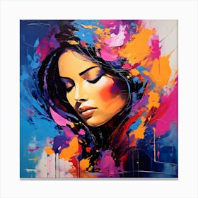  Portrait Art, Abstract Woman Face, Vibrant Colors Canvas Print