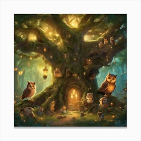 Owls In The Tree Canvas Print