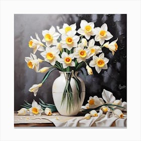 Daffodils In A Vase 12 Canvas Print