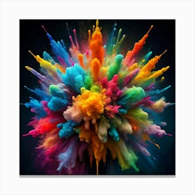 A colorful explosion of powder paint creates a vibrant and dynamic cloud. Canvas Print