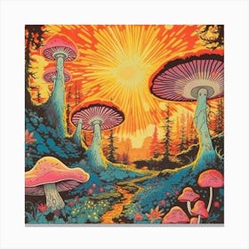 Trippy Shrooms Psychedelic Mushroom Print Canvas Print