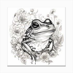 Frog In Flowers Canvas Print