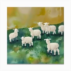 Sheep In The Field Canvas Print