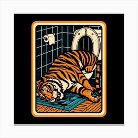 Tiger In The Toilet 7 Canvas Print