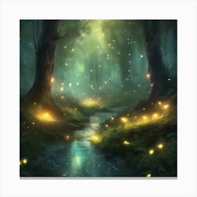 Fireflies In The Forest Canvas Print