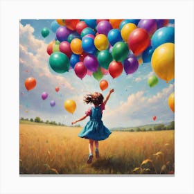 Flying With Balloons Canvas Print