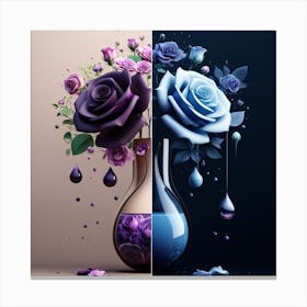 Two Roses In A Vase Canvas Print