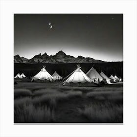 Tents At Night 2 Canvas Print