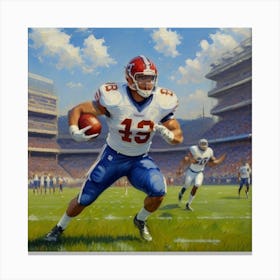 Victory Run Football Athlete Charging Forward Canvas Print