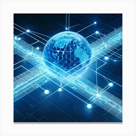 Abstract Digital Painting Of A Global Data Network Oversized Datums Connecting In An Ai Driven Conc (5) Canvas Print