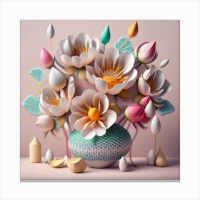 3d Flowers In A Vase 1 Canvas Print