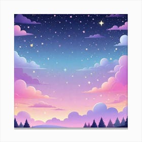 Sky With Twinkling Stars In Pastel Colors Square Composition 52 Canvas Print