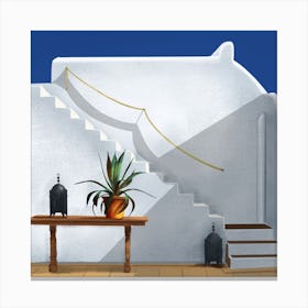 The Terrace Santorini Square Canvas Print