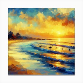 Sunset Beach Painting Canvas Print