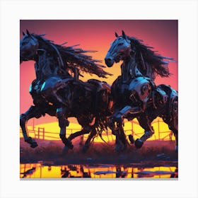 Two Horses At Sunset Canvas Print
