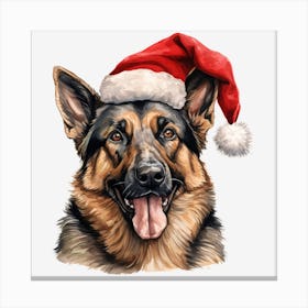 German Shepherd Dog In Santa Hat 1 Canvas Print