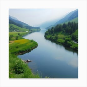 River In The Mountains Canvas Print