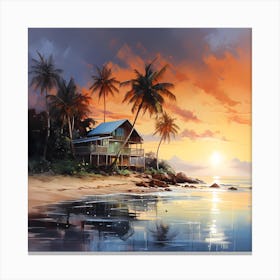 Vivid Horizons: Caribbean Sunset Glow Canvas Print