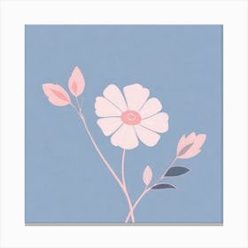 A White And Pink Flower In Minimalist Style Square Composition 445 Canvas Print