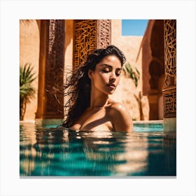 Peaceful Morocco Sexy Woman Swiming Pool Cach Ces (4) Canvas Print