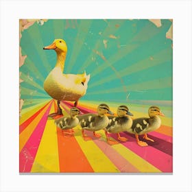 Retro Sun Duck & Duckling Collage Canvas Print