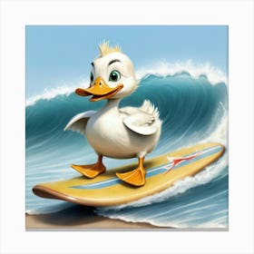 Duck On Surfboard 2 Canvas Print