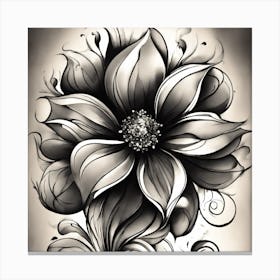 Black And White Flower Tattoo Canvas Print