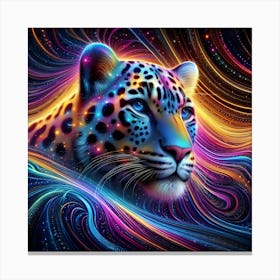 Galactic Grace: The Neon Leopard’s Odyssey Canvas Print