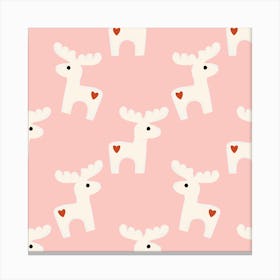 Dala Horse Minimal Retro Bold Pink Canvas Print